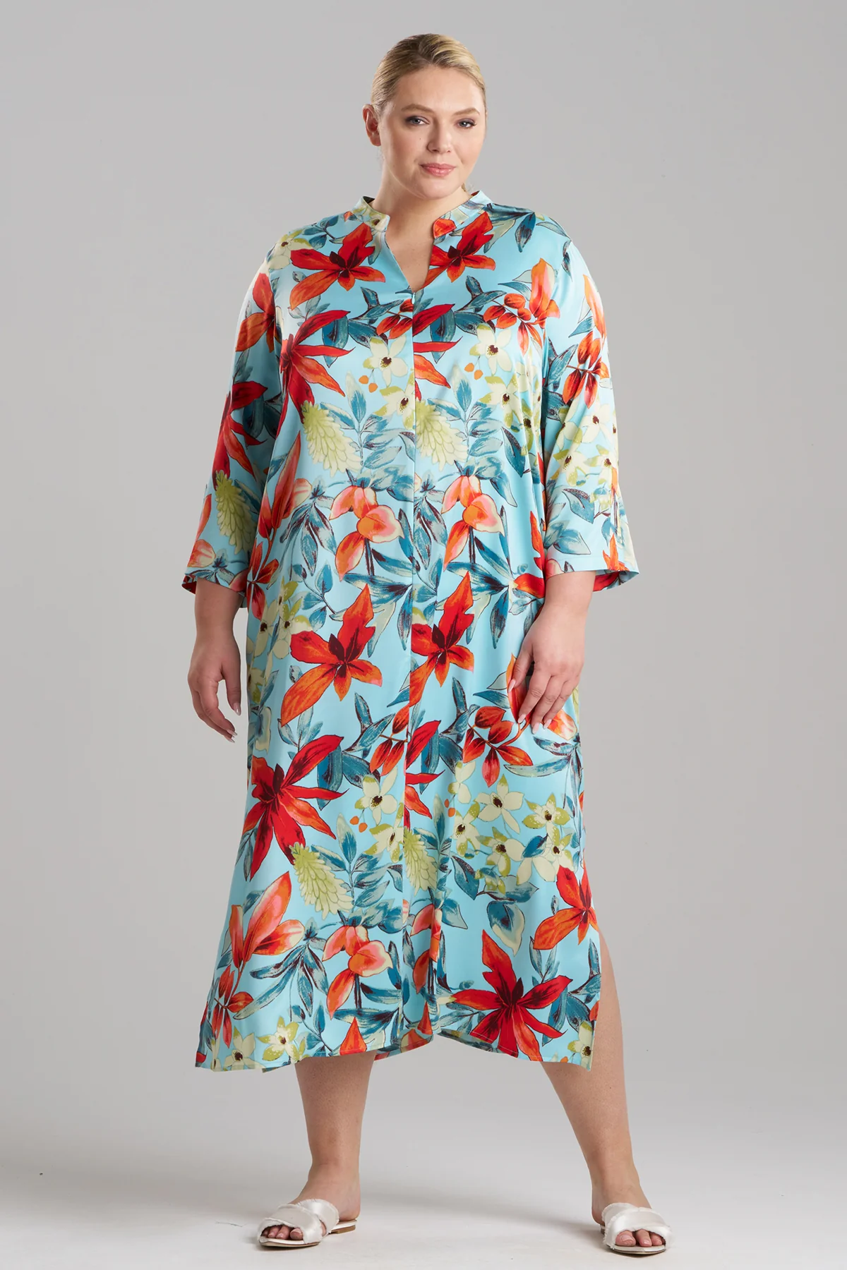 Tropical Breeze Satin Zip Caftan - Image 3