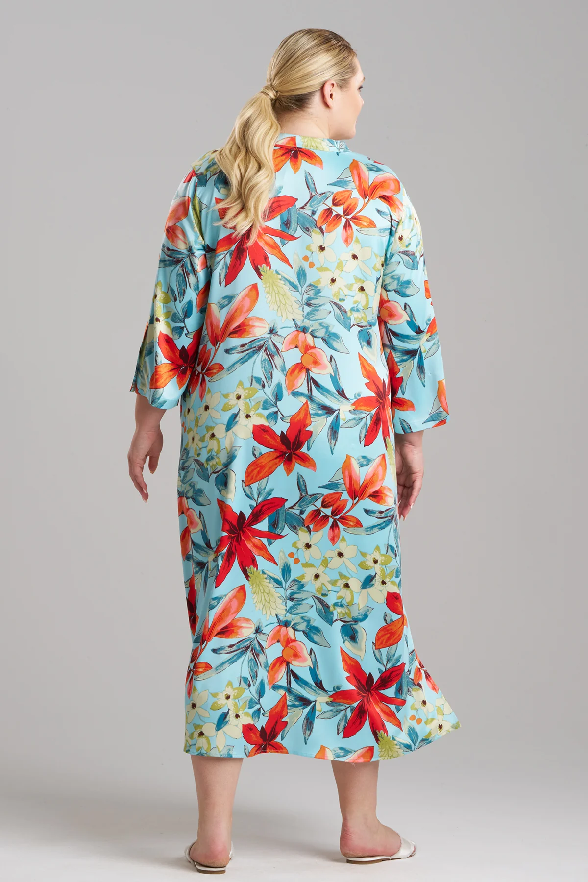 Tropical Breeze Satin Zip Caftan - Image 4