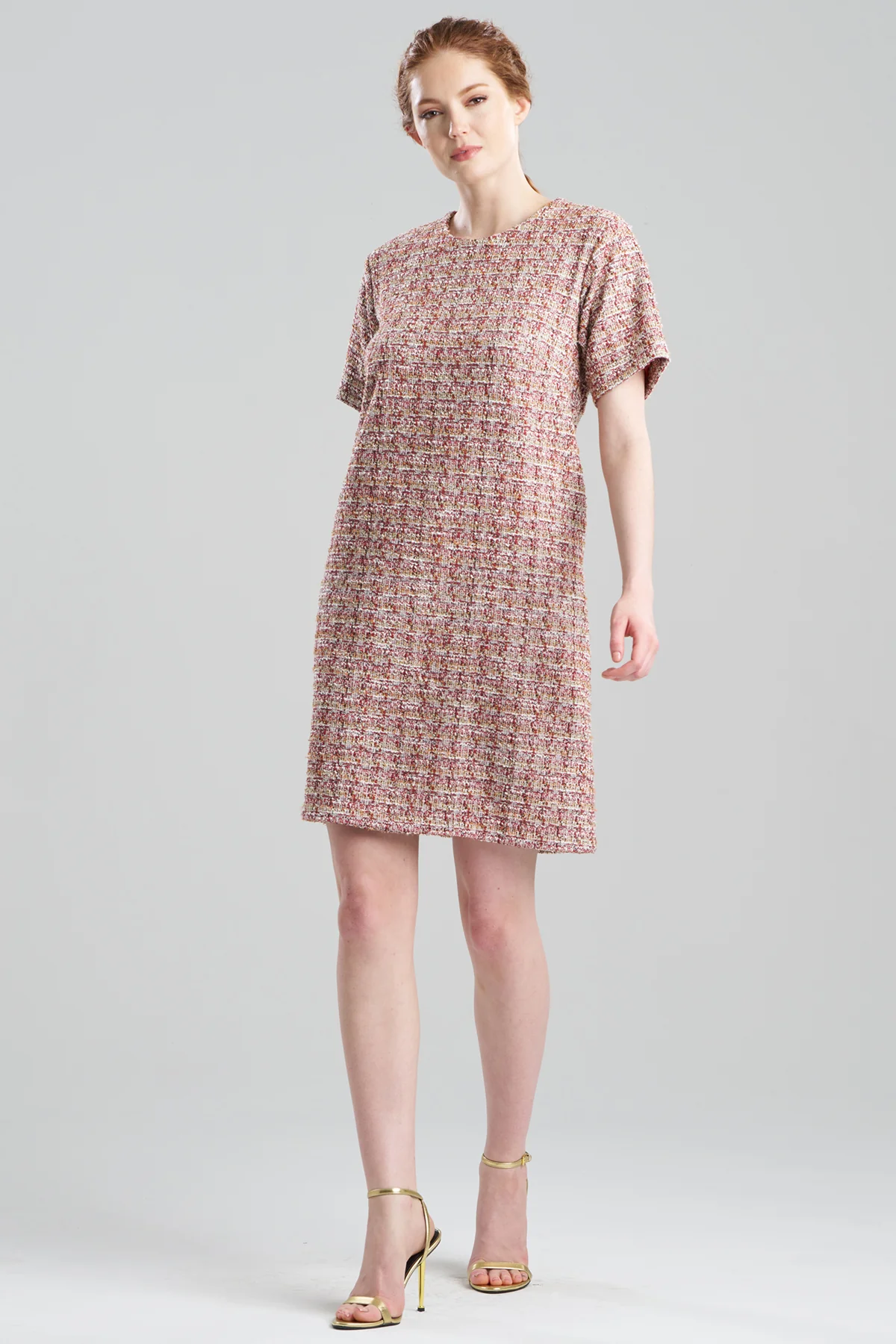 Tweed Short Sleeve Shift Dress