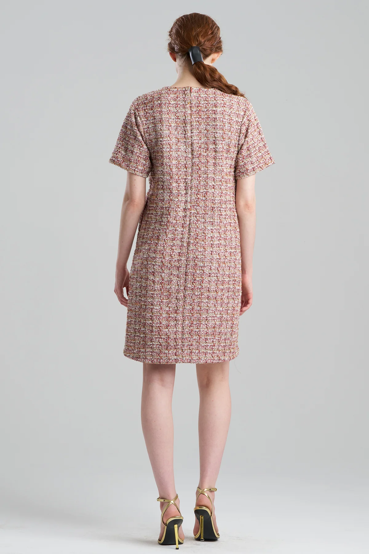 Tweed Short Sleeve Shift Dress - Image 2
