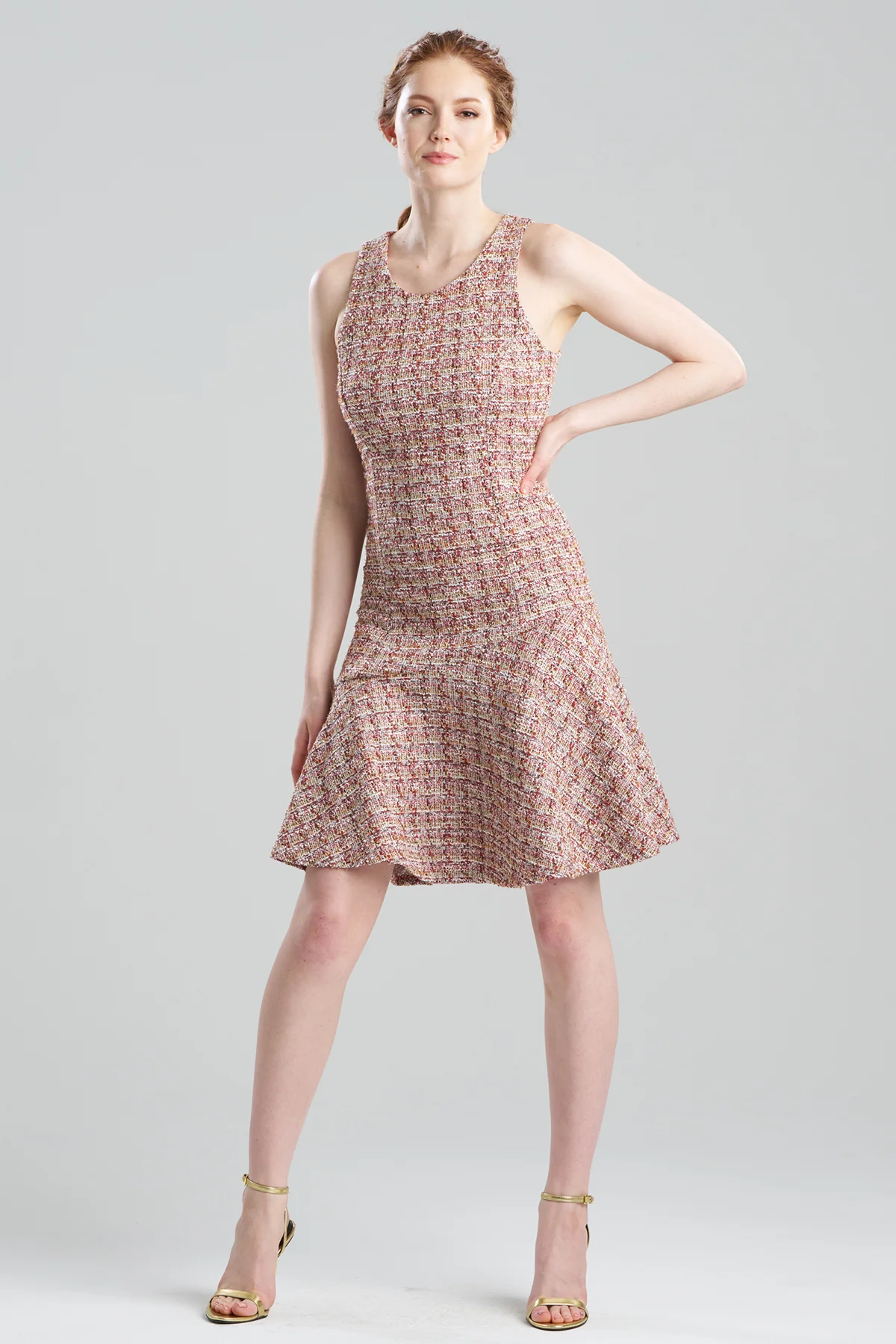 Tweed Sleeveless Flounce Dress