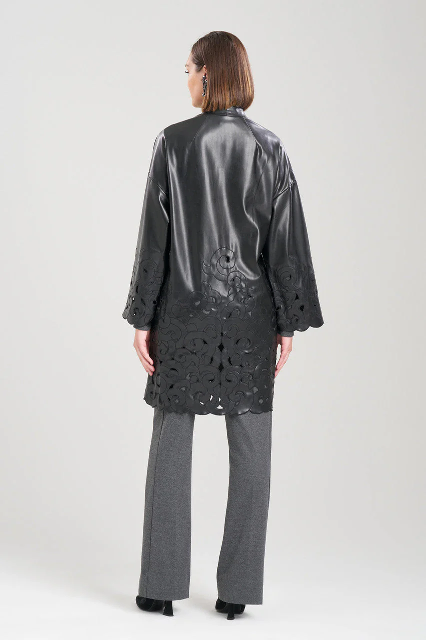 Vegan Luxe Lambskin Embroidered Scroll Coat - Image 2