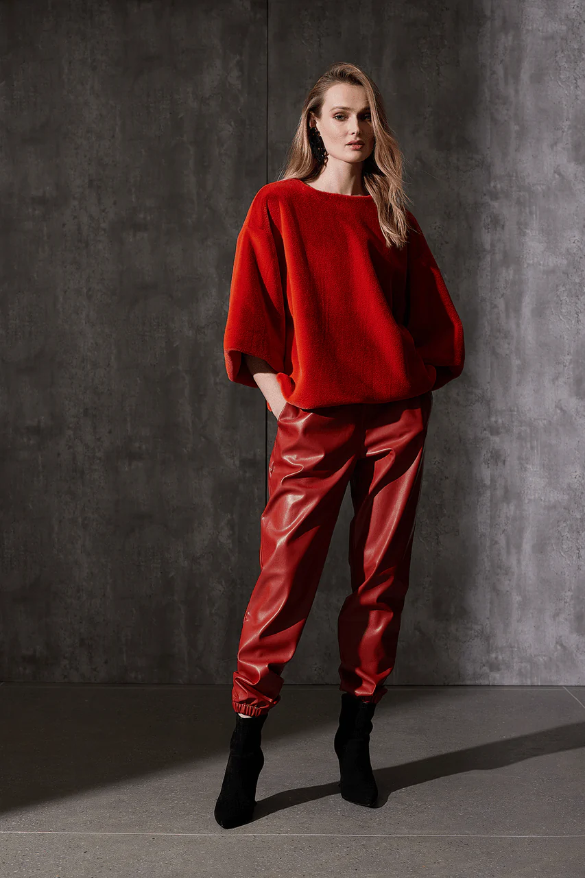 Vegan Luxe Lambskin Jogger Pants - Image 3
