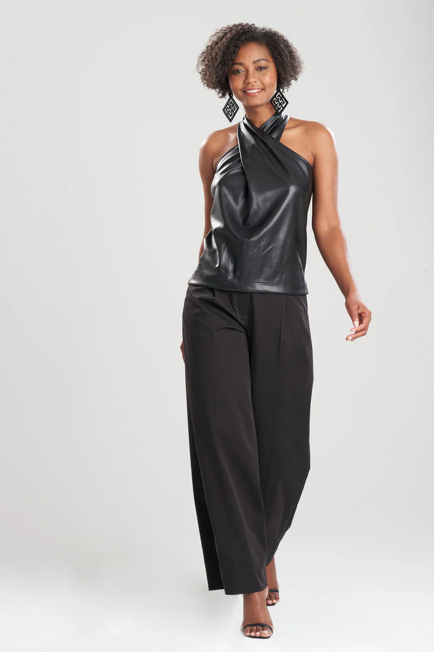 Vegan Luxe Leather Crossover Halter Tank - Image 3