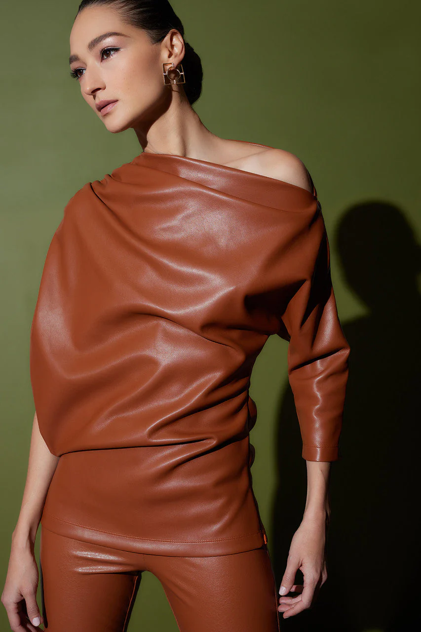 Vegan Luxe Leather Ruched Top - Image 3