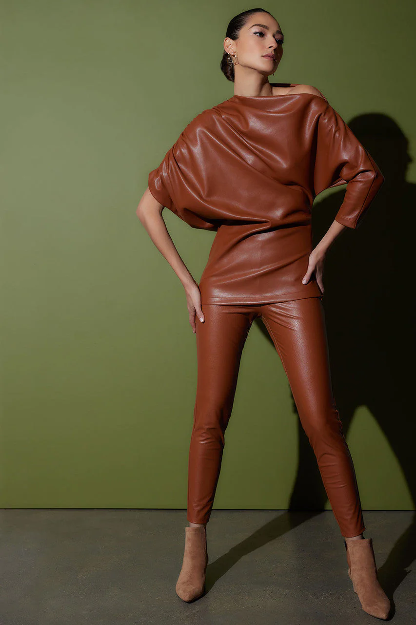 Vegan Luxe Leather Ruched Top - Image 4