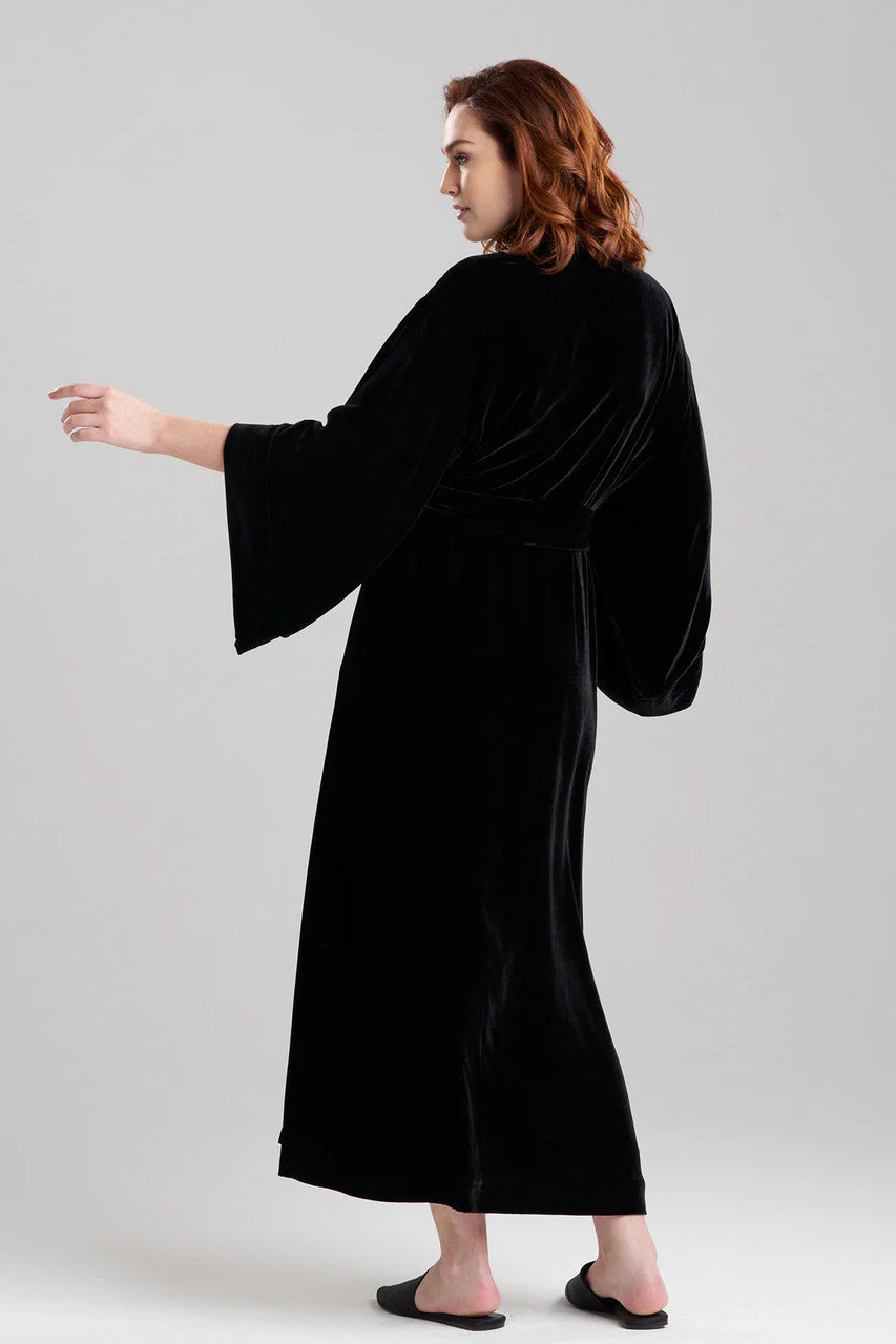 Velvet Embroidered Shawl Collar Robe - Image 2