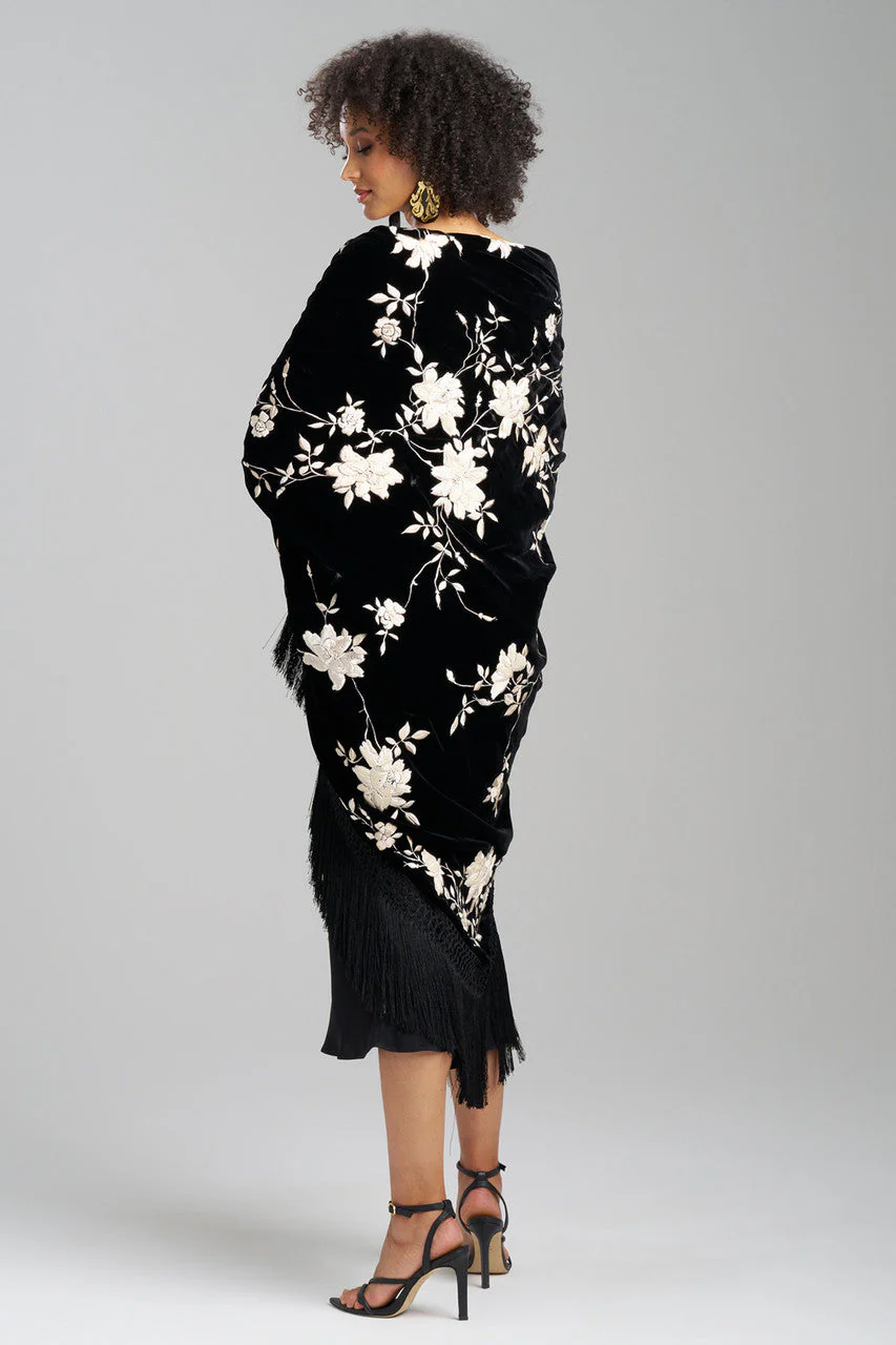 Velvet Silk Embroidered Shawl - Image 2