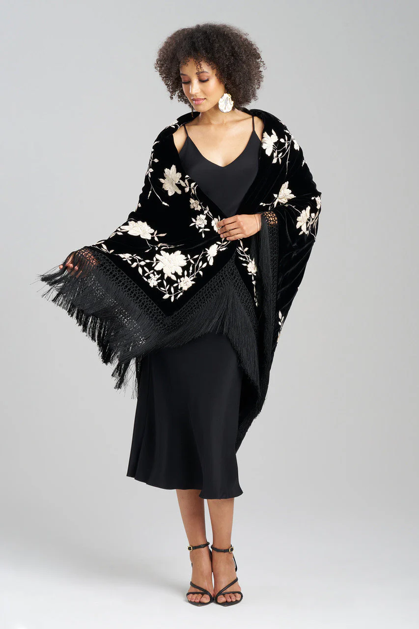 Velvet Silk Embroidered Shawl - Image 3