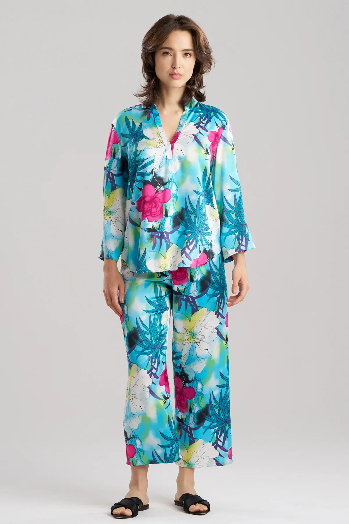 Viva Printed Satin Mandarin PJ Set