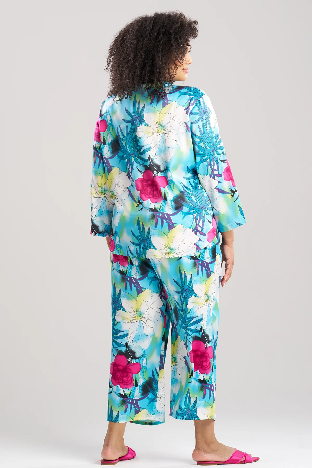 Viva Printed Satin Mandarin PJ Set - Image 4