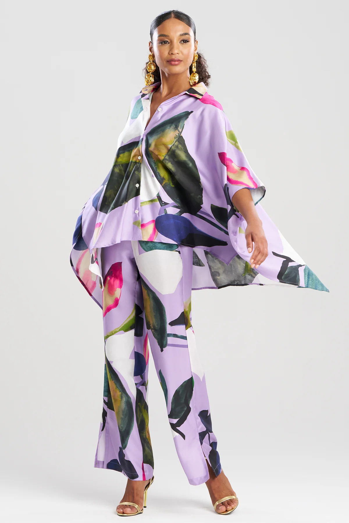Yoru Silk Twill Button Down Caftan Shirt - Image 2