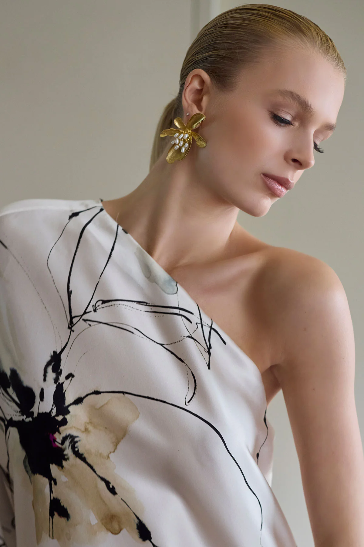 Yumi One Shoulder Silk Caftan - Image 5