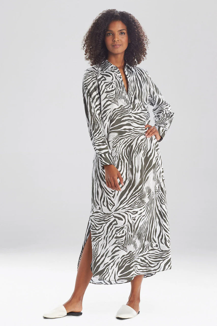 Zebra - Printed Cotton Sateen Cabana - Black