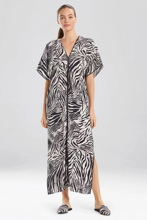Zebra - Viscose Voile Caftan - Black - Image 7