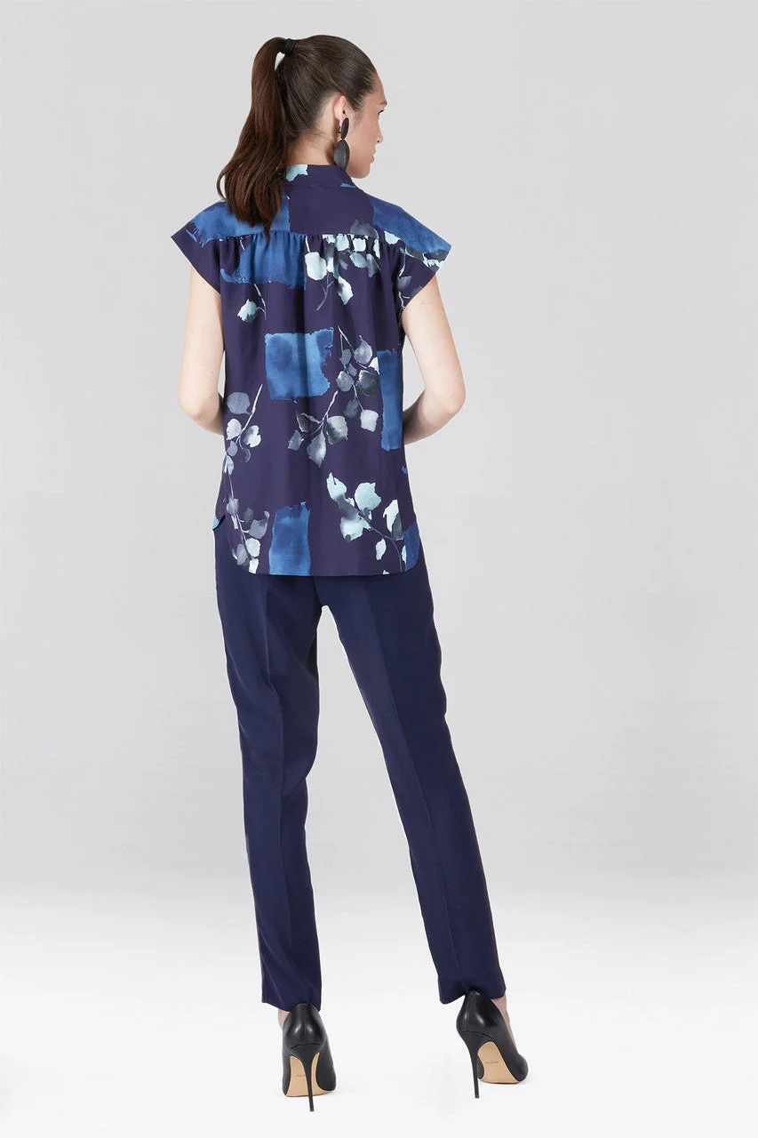 Zen Garden - Silky Soft Mandarin Top - navy - Image 3