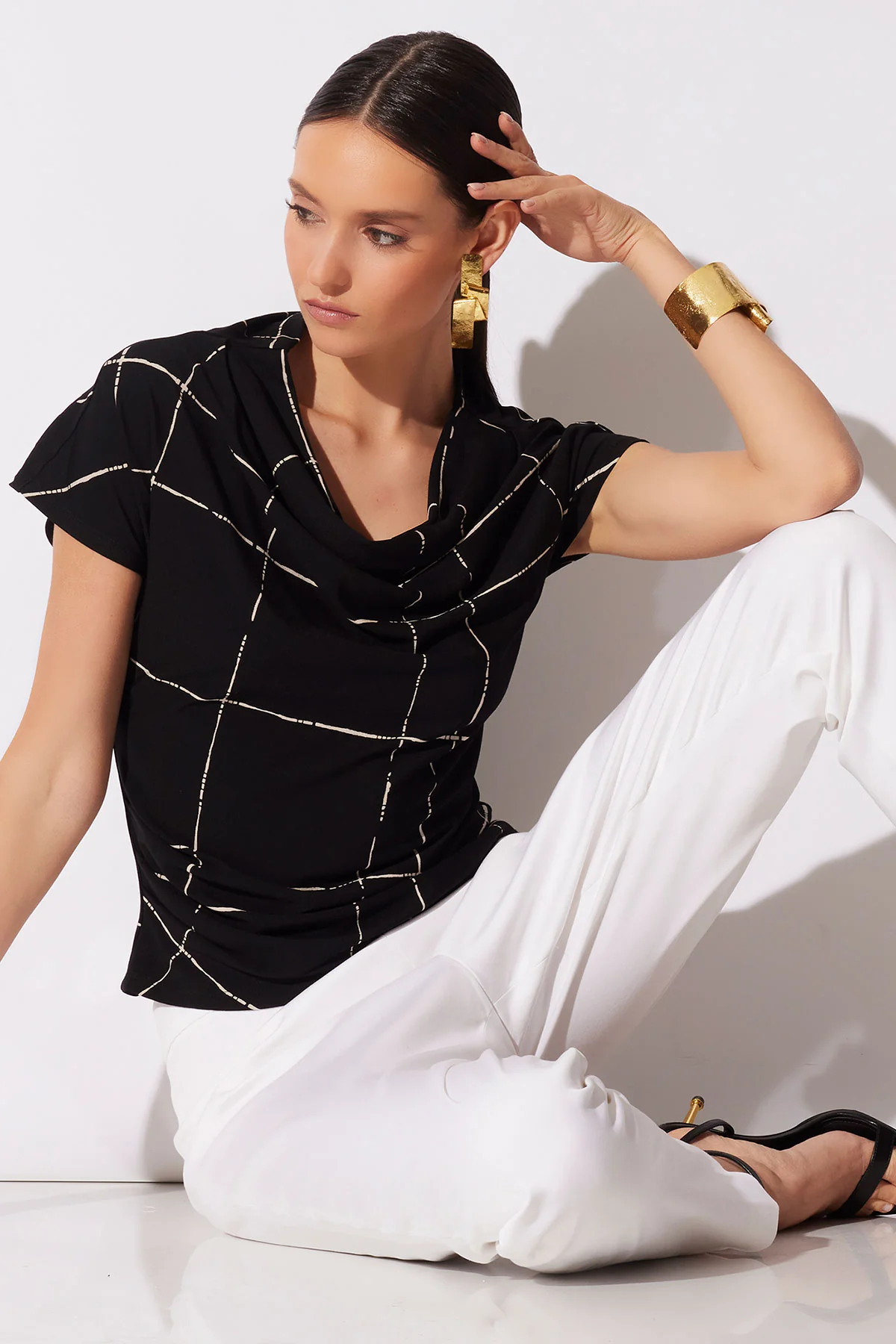 Zia Crepe Knit Asymmetric Drape Top
