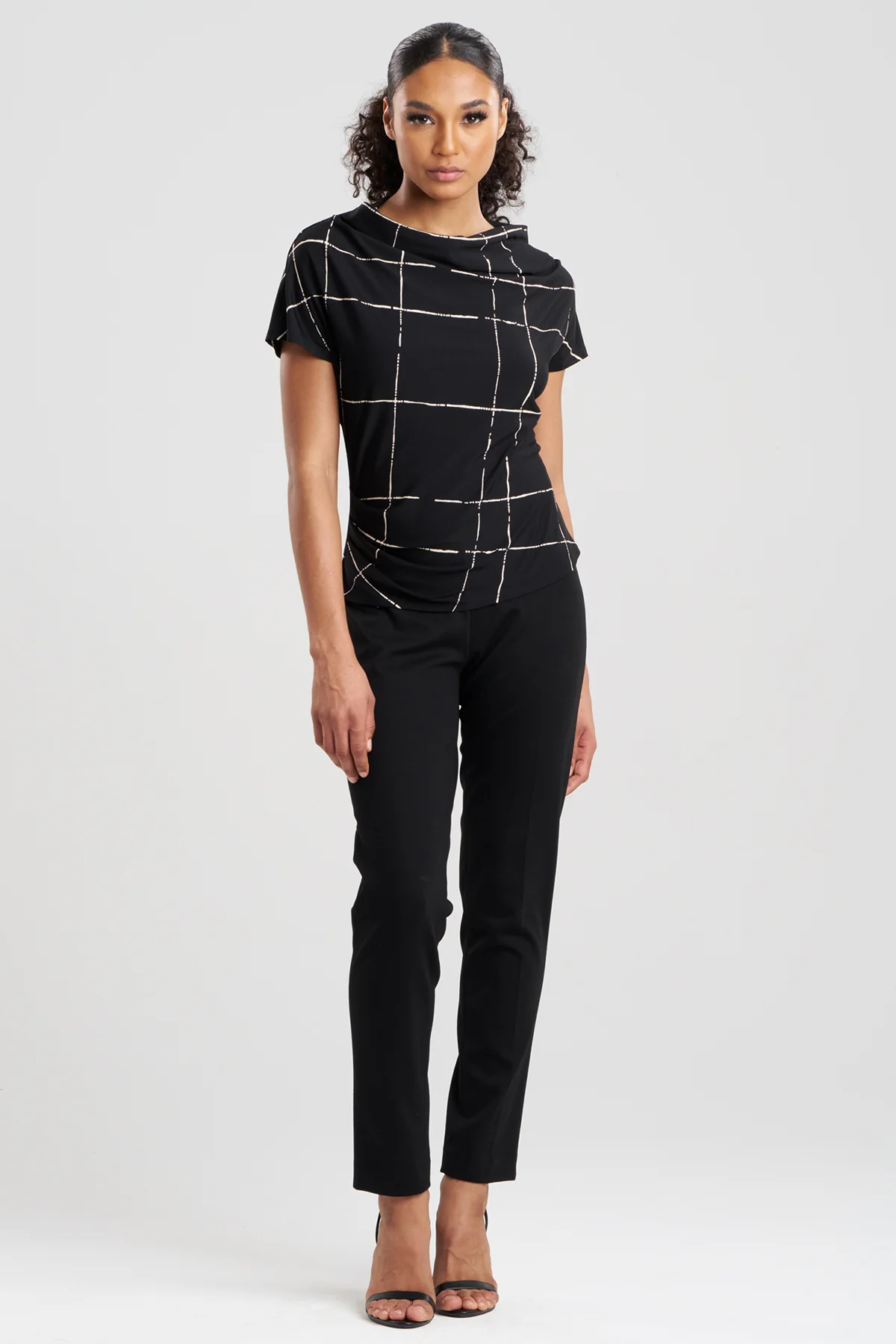 Zia Crepe Knit Asymmetric Drape Top - Image 2